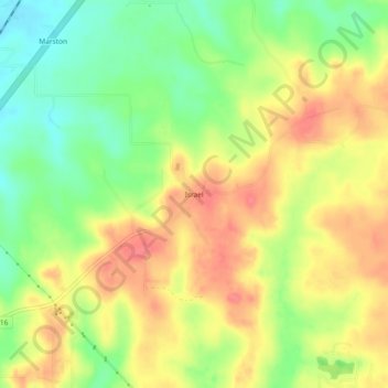 Topografinen kartta Israel, korkeus, helpotus