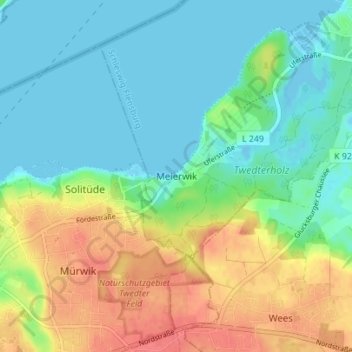 Topografinen kartta Meierwik, korkeus, helpotus