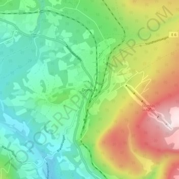 Topografinen kartta Dombås, korkeus, helpotus