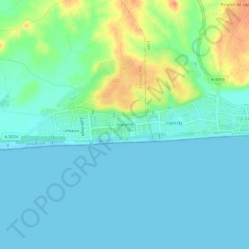 Topografinen kartta Islantilla, korkeus, helpotus
