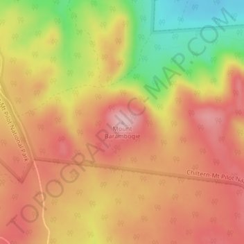 Topografinen kartta Mount Barambogie, korkeus, helpotus