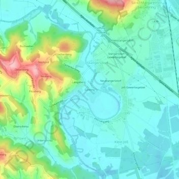 Topografinen kartta Göttling, korkeus, helpotus
