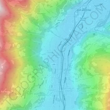 Topografinen kartta Laimach, korkeus, helpotus