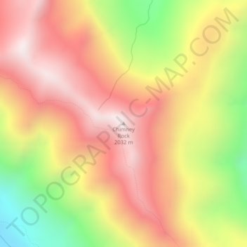 Topografinen kartta Chimney Rock, korkeus, helpotus