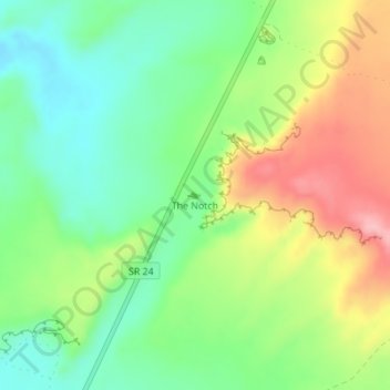 Topografinen kartta The Notch, korkeus, helpotus