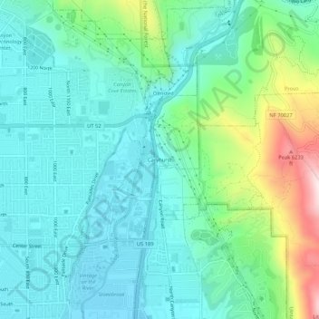 Topografinen kartta Caryhurst, korkeus, helpotus