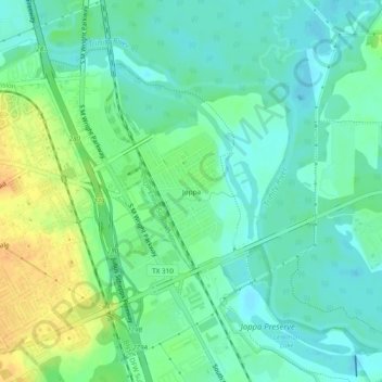 Topografinen kartta Joppa, korkeus, helpotus