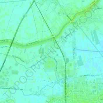 Topografinen kartta Granzette, korkeus, helpotus