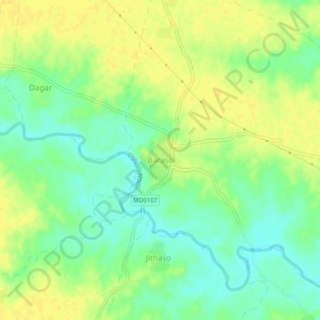 Topografinen kartta Baraso, korkeus, helpotus
