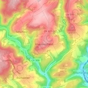Topografinen kartta Knaphoscheid, korkeus, helpotus