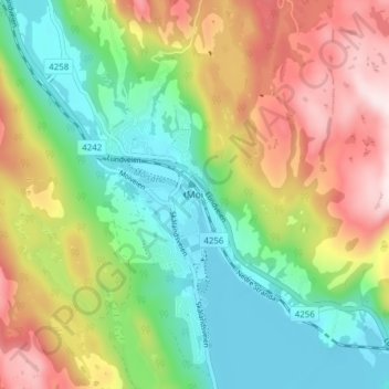 Topografinen kartta Moi, korkeus, helpotus