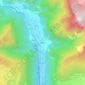 Topografinen kartta Righele, korkeus, helpotus