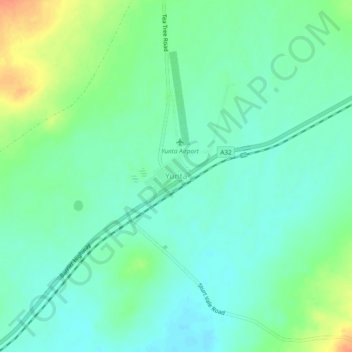 Topografinen kartta Yunta, korkeus, helpotus