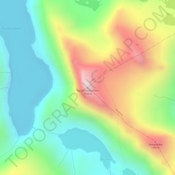 Topografinen kartta Hornindalsrokken, korkeus, helpotus