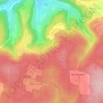 Topografinen kartta Untere Eisengrube, korkeus, helpotus