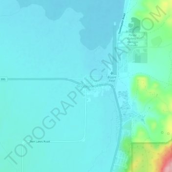 Topografinen kartta Bridgeport, korkeus, helpotus