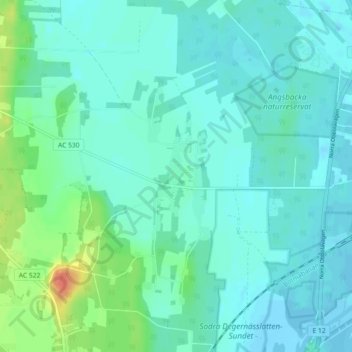 Topografinen kartta Degernäs, korkeus, helpotus
