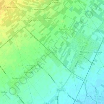 Topografinen kartta Quistello, korkeus, helpotus