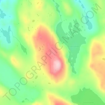 Topografinen kartta Lærdalseinaren, korkeus, helpotus