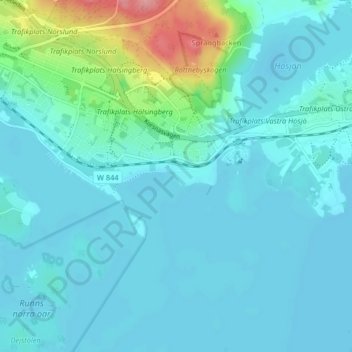 Topografinen kartta Roxnäs, korkeus, helpotus