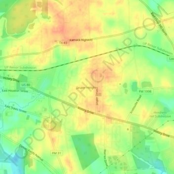 Topografinen kartta Jasper Heights, korkeus, helpotus