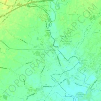 Topografinen kartta Francenigo, korkeus, helpotus