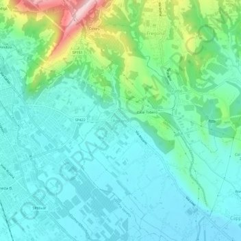 Topografinen kartta Anzano, korkeus, helpotus