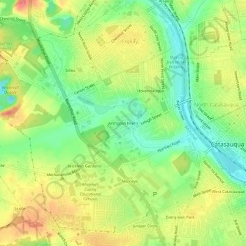 Topografinen kartta Arlington Knolls, korkeus, helpotus