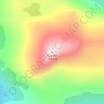 Topografinen kartta Ryfjället, korkeus, helpotus