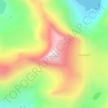 Topografinen kartta Illstigfjellet, korkeus, helpotus
