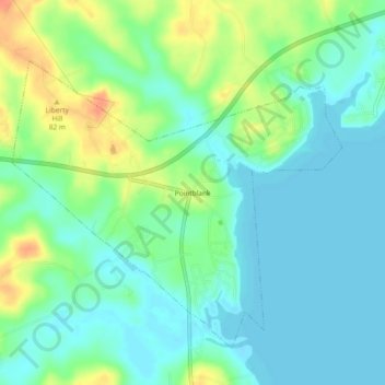 Topografinen kartta Pointblank, korkeus, helpotus