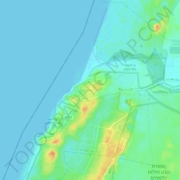 Topografinen kartta Palmahim, korkeus, helpotus