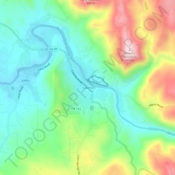 Topografinen kartta Coloma, korkeus, helpotus