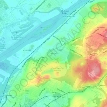 Topografinen kartta Hilldale, korkeus, helpotus