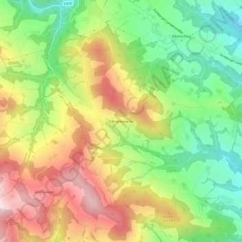 Topografinen kartta Schnellerviertel, korkeus, helpotus