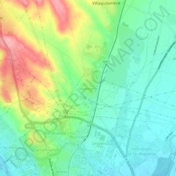 Topografinen kartta Navatejera, korkeus, helpotus