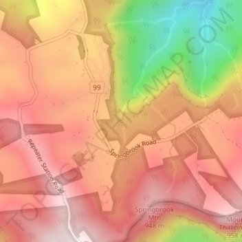 Topografinen kartta Twin Falls, korkeus, helpotus
