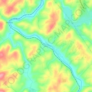 Topografinen kartta Curtis, korkeus, helpotus
