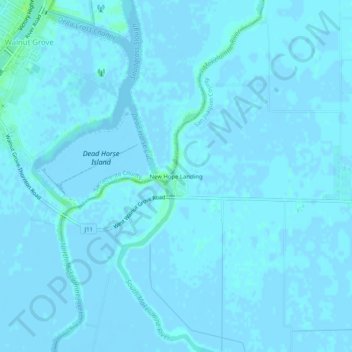 Topografinen kartta New Hope Landing, korkeus, helpotus