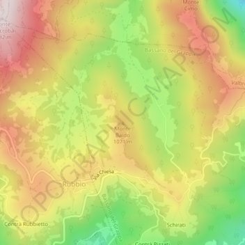 Topografinen kartta Monte Baldo, korkeus, helpotus
