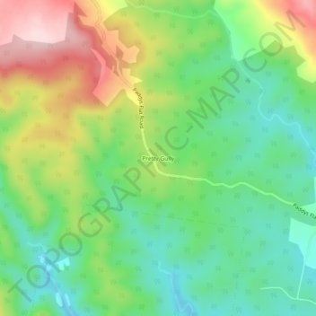 Topografinen kartta Pretty Gully, korkeus, helpotus