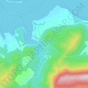 Topografinen kartta Ruesta, korkeus, helpotus