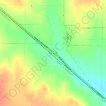 Topografinen kartta Dermott, korkeus, helpotus