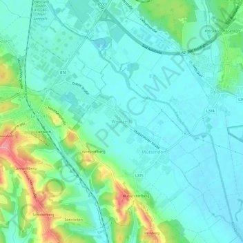 Topografinen kartta Weinzettl, korkeus, helpotus
