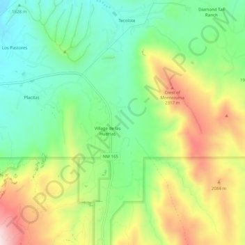 Topografinen kartta Las Huertas, korkeus, helpotus