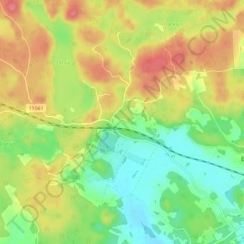Topografinen kartta Trädbollstad, korkeus, helpotus
