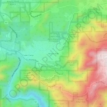 Topografinen kartta Monte Nido, korkeus, helpotus