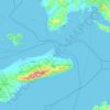 Topografinen kartta Kos, korkeus, helpotus