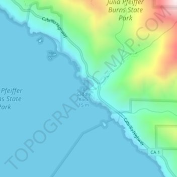 Topografinen kartta McWay Falls, korkeus, helpotus