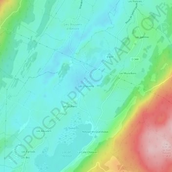 Topografinen kartta Les Chauvins, korkeus, helpotus